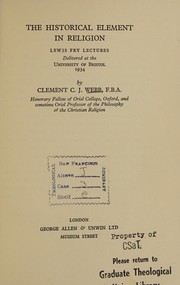 Front cover of The historical element in religion by Clement Charles Julian Webb