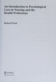Front cover of Psychological needs and psychological care by Helena Priest