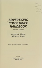 Front cover of Advertising compliance handbook by Kenneth A. Plevan