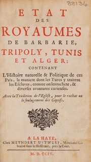 Front cover of Etat des royaumes de Barbarie, Tripoly, Tunis et Alger by Jean Baptiste de La Faye
