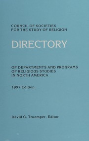 Front cover of Cssr Directory of Departments and Programs of Religious Studies in North America by David G. Truemper