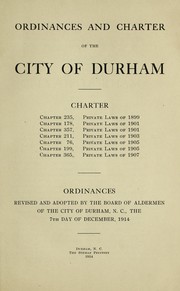Front cover of Ordinances and charter of the city of Durham by Durham (N.C.)