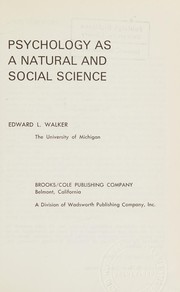 Front cover of Psychology as a natural and social science by Edward L. Walker