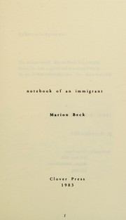 Front cover of Notebook of an immigrant by Marion Beck