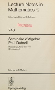 Front cover of Seminaire d'Algebre Paul Dubreil by M.P. Malliavin