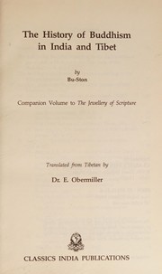Front cover of History of Buddhism in India and Tibet by Dr. E Obermiller
