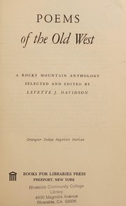 Front cover of Poems of the old West by Davidson, Levette Jay