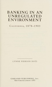 Front cover of Banking in an unregulated environment by Lynne Pierson Doti