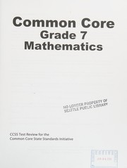 Cover of Common core grade 7 mathematics by Unknown