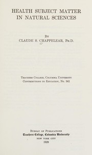 Cover of Health subject matter in natural sciences by Claude Simpson Chappelear
