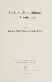 Front cover of Early Modern Cultures of Translation by Jane Tylus