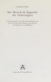 Front cover of Der Mensch im Angesicht des Gekreuzigten by Peter Lüning