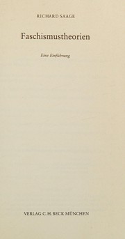 Cover of Faschismustheorien by Richard Saage