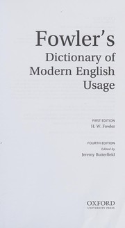 Cover of Fowler's dictionary of modern English usage by H. W. Fowler