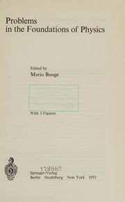 Front cover of Problems in the foundations of physics by Mario Bunge
