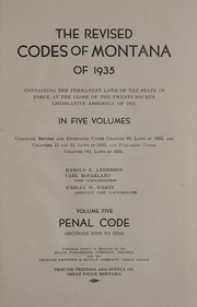 Front cover of The revised codes of Montana of 1935 by Montana