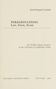 Cover of Peregrinations by Jean-François Lyotard