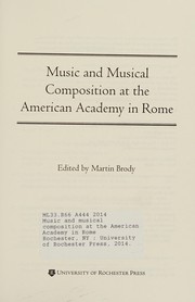 Front cover of Music and Musical Composition at the American Academy in Rome by Martin Brody