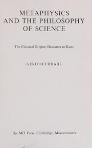 Front cover of Metaphysics and the philosophy of science by Gerd Buchdahl