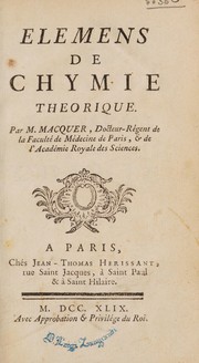 Front cover of Élémens de chymie théorique by Pierre Joseph Macquer