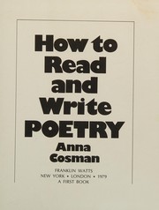 Front cover of How to read and write poetry by Anna Cosman