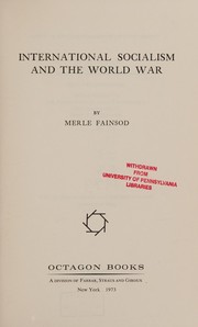 Front cover of International socialism and the World War by Merle Fainsod