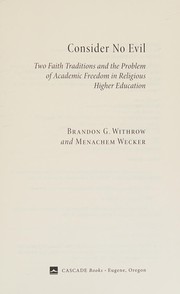 Cover of Consider no evil by Brandon G. Withrow