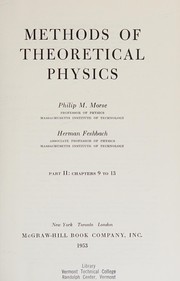 Front cover of Methods of theoretical physics by Philip McCord Morse