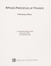 Front cover of Applied Principles of Finance - Text by Woolridge