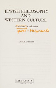 Front cover of Jewish philosophy and western culture by Victor J. Seidler