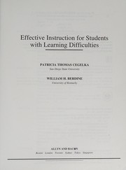 Front cover of Effective instruction for students with learning difficulties by Patricia Thomas Cegelka