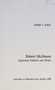 Cover of Robert McAlmon by Robert E. Knoll