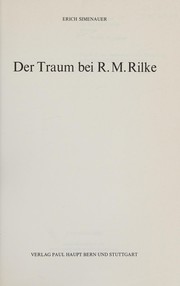 Front cover of Der Traum bei R. M. Rilke by Erich Simenauer