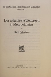 Front cover of Der akkadische Wettergott in Mesopotamien by Hans Schlobies