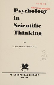 Cover of Psychology in scientific thinking by Ernst Friedlander