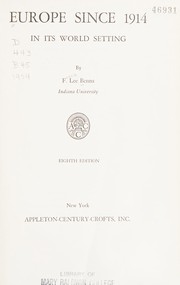 Front cover of Europe since 1914 in its world setting by Frank Lee Benns