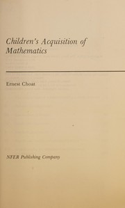 Cover of Children's acquisition of mathematics by Ernest Choat