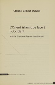 Front cover of L'Orient islamique face à l'Occident by Claude-Gilbert Dubois