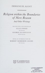 Front cover of Kant - Religion Within the Boundaries of Mere Reason by Immanuel Kant