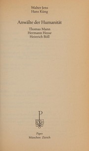 Cover of Anwälte der Humanität by Walter Jens