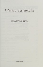 Cover of Literary systematics by Helmut Bonheim