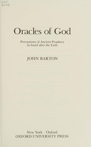 Front cover of Oracles of God by Barton, John