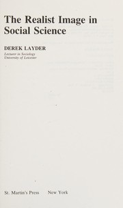 Front cover of The realist image in social science by Derek Layder