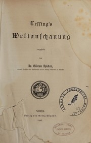 Front cover of Lessing's Weltanschauung by Gideon Spicker