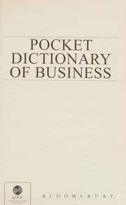 Front cover of Pocket Dictionary of Business by Bloomsbury USA