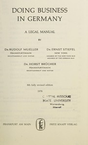 Cover of Doing business in Germany by Rudolf Mueller