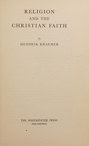 Front cover of Religion and the Christian faith by H. Kraemer