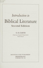 Front cover of Introduction to Biblical literature by O. B. Davis