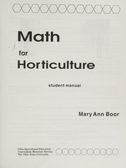 Cover of Math for horticulture by Unknown