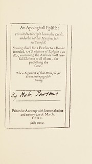 Cover of An apologicall epistle, 1601 by Richard Broughton